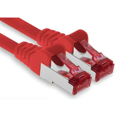 Immagine di 1aTTack.de 1x cavo patch CAT6 da 3 metri S/FTP schermatura PIMF CAT.6 di rete RJ45 Ethernet DSL router LAN switch modem pannello rosso 1 pezzo