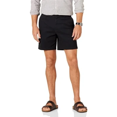 Immagine di Amazon Essentials Pantaloncini Chino Elasticizzati e Aderenti da 18 cm Uomo, Nero, 33W