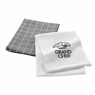 Immagine di Douceur d&#039;Intérieur Grand Chef 2 Canovacci, 50 x 70 cm, Cotone Intrecciaato e A Nido D’Ape, Ricamato