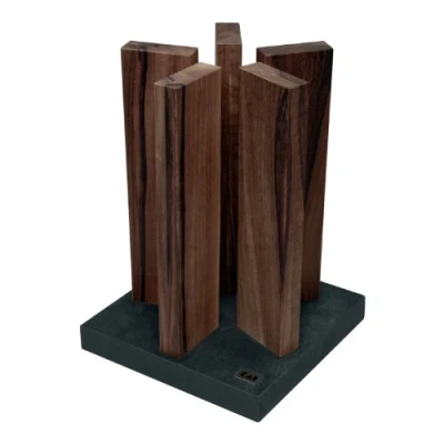Immagine di Kai Blocco portacoltelli Magnetico Stonehenge in Legno di Noce con Base Granito Premium Spazio per 10 coltelli Dimensioni 21 x 28 30 cm