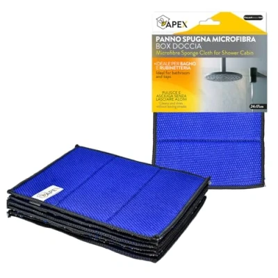 Immagine di Apex 6 Panni in Microfibra, per Pulizia e Asciugatura di Box Doccia Vasca da Bagno, la Multiuso, Dimensioni 24x17 cm