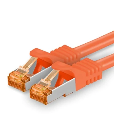 Immagine di 1aTTack.de Cat.7 Cavo di Rete 3 metri arancione 1 Pezzo Ethernet LAN Cat7 Cat 7 SFTP Spina RJ45 Cat6a 10 Gbit s Compatibile con Cat5 Cat6 Cat8 per Switch Router Modem Patchpanel