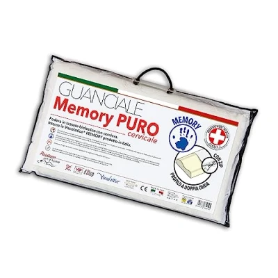 Immagine di V.I.P. VERY IMPORTANT PILLOW Cuscino Memory Puro Cervicale, 42x72 h 12, Bianco, Fodera Tessuto Jacquard