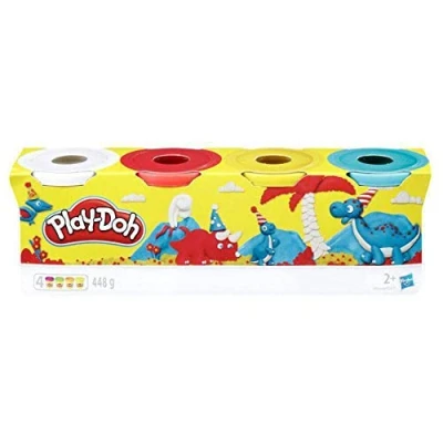 Immagine di Hasbro Play Doh Set di 4 Colori Base per Giochi creativi e fantasiosi, Blu, Giallo, Rosso, Bianco, B6508ES0