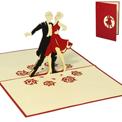 Immagine di LINPOPUP® biglietto pop up ballerino di auguri 3D per compleanno, up, compleanno 3D, biglietti lezione danza, regalo,