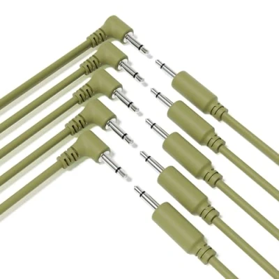 Immagine di ExcelValley 5 Pack Cavi Ibridi Modulari Patch Mono TS 3,5mm 1/8&quot;Eurorack Synth Sintetizzatore [Verde Militare 15cm 6&quot;]