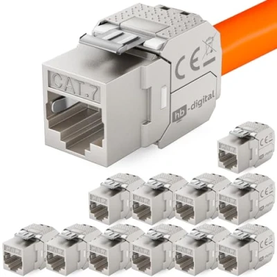 Immagine di hb digital 12x CAT 7 Keystone Modulo RJ 45 Jack Connettore 1000 MHz 10Gbit/s Cavo Internet LSA per Patch Panel Ethernet LAN