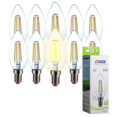 Immagine di E QUICKLY Lampadine LED E14 Luce naturale attacco piccolo E14, 5W (Equivalenti a 45W), 500 Lumen, bianca 4000K, Risparmio Energetico, lampadina piccole dimensioni, 10 PZ