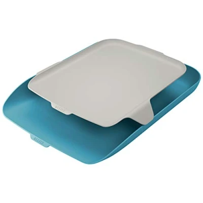 Immagine di Leitz A4 52590061 Set di 4 cestini per lettere con organizer, colore: Blu tenue, serie Cosy