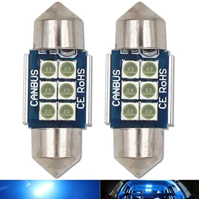 Immagine di HSUN 31MM LED Lampadina,12V 14V 3021 3022 3175 6428 6430 DE3425 con 6LED SMD3030 Chip per l&#039;interno Auto Dome Reading Light e più,Blu Ghiaccio