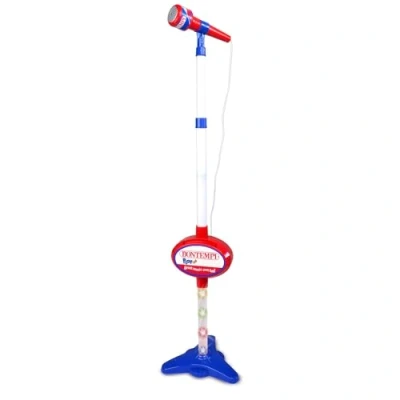 Immagine di Bontempi MP3Stage Mic Microfono da Palcoscenico con Connessione MP3 per Performance Versatili, Effetti Luminosi e Vano Porta Smartphone, Blu Rosso, 40,9x19,5x6,4 cm