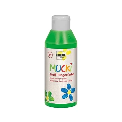 Immagine di Kreul 28405 Vernice Luminosa Tessuto Mucki, 250 ml in Verde, parabeni, glutine, Senza lattosio e vegana, Ideale per l&#039;uso con Le Dita Mani, Green, unità