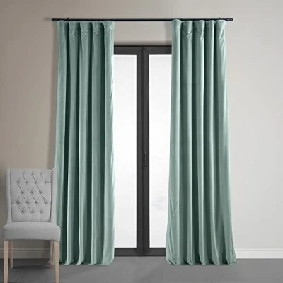 Immagine di HPD Half Price Drapes Tende oscuranti in velluto, lunghe 213 cm, bloccano il calore e la luce, oscuranti, per camera da letto soggiorno (1 pannello), 137 x cm (larghezza lunghezza), blu