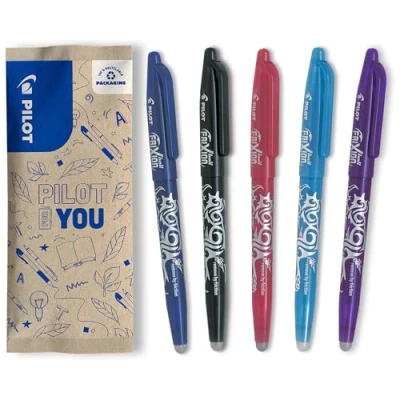 Immagine di PILOT Set di 5 FriXion Ball 07 Penna a Inchiostro Termosensibile Cancellabile roller Ricaricabile Nero, Blu, Rosa, Turchese, Viola Punta Media