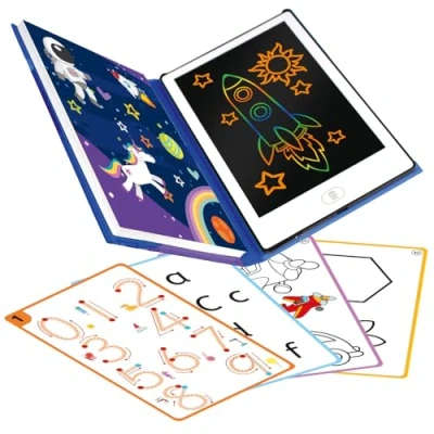 Immagine di Big Minds Tavoletta Grafica Bambini LCD Lavagna Per In Formato Libro Lavagnetta Cancellabile 20 Modelli Reversibili Magica 21.5 Cm Giochi 4 Anni