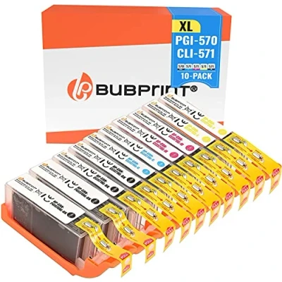 Immagine di Bubprint 10 Cartucce d&#039;inchiostro compatibili per Canon PGI 570 CLI 571 XL Pixma MG5700 MG5750 MG5752 MG5753 MG6850 MG6852 MG7750 TS5000 TS5050 TS5053 TS5055 TS6050 TS8050 Multipack