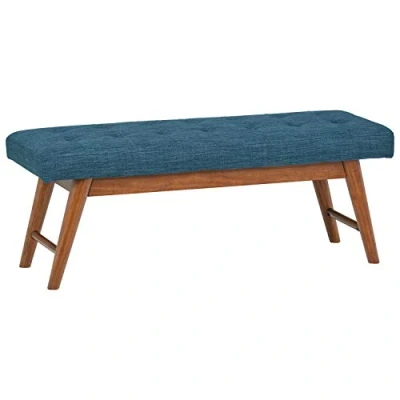 Immagine di Amazon Basics, Haraden, Panca moderna imbottita con trapuntatura bottoni, 112 cm di larghezza, blu marino (In precedenza marchio Rivet)