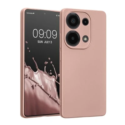 Immagine di kwmobile Custodia Compatibile con Xiaomi Redmi Note 13 Pro 4G Cover Protezione Back Case Morbida Silicone TPU Effetto metallizzato oro rosa