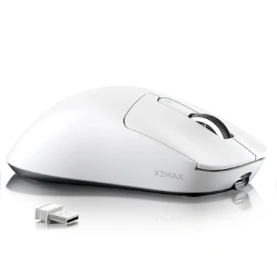 Immagine di ATTACK SHARK X3MAX 49g SUPERLIGHT Mouse, PixArt PAW3950 Gaming Sensor, BT/2.4G Wireless/Wired 6 Adjustable DPI up to 42000, 200 Hrs Battery, Office Mice for Win11/Xbox/PS/Mac (White)