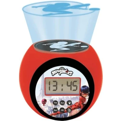 Immagine di Lexibook, Miraculous Ladybug Cat Noir, Sveglia a proiettore con funzione snooze e sveglia, luce notturna timer, schermo LCD, funzionamento batteria, rosso/nero, RL977MI