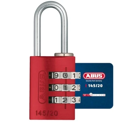 Immagine di ABUS Lucchetto a combinazione 145/20 rosso per bagagli, armadietti e molto altro. in alluminio codice numerico regolabile individualmente livello di sicurezza 3