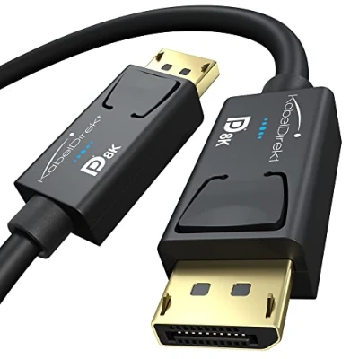 Immagine di KabelDirekt 2x Cavo DisplayPort e DP 8K, speciale schermatura A.I.S. certificazione VESA 2 m (per PC gaming 1.4/laptop/schede grafiche/monitor con 8K@60 Hz, 4K@120 144/165/240 Hz)