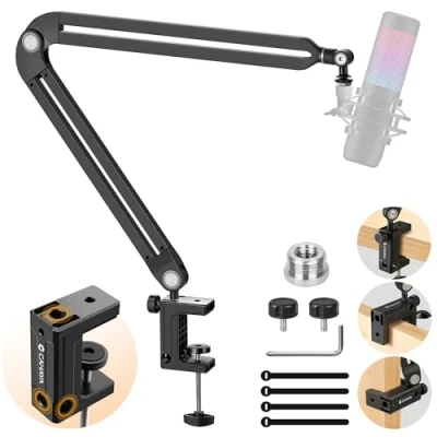 Immagine di CAHAYA Braccio per Microfono Universale Regolabile: Asta 360 Girevole Compatibile con Microfoni a Condensatore e Dinamici Shure Blue Yeti Rode Snowball Studio Registrazione