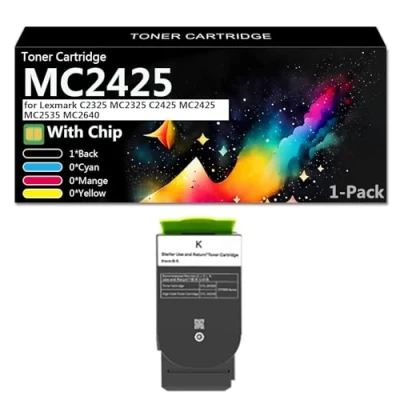 Immagine di MC2425 Cartuccia Toner C232HK0 C232HC0 C232HY0 C232HM0 Compatibile per Lexmark C2325 MC2325 C2425 MC2535 MC2640 Stampante, 6000 Pagine,Black