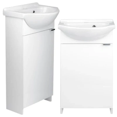 Immagine di Deftrans Domodomo mobiletto bagno salvaspazio 86 x 38 19,6 cm, in ceramica, colore: bianco, mobile con lavabo, 20 lavandino
