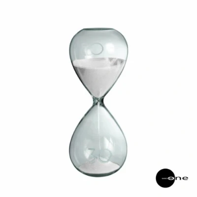 Immagine di Mascagni 20Q Thirty Grande Clessidra in Vetro Timer 30 Minuti Colore Bianco Oggetto di Decorazione d&#039;interni Design, Bicchiere, 8 x 20 cm
