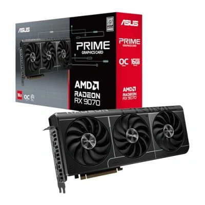 Immagine di ASUS PRIME AMD RX 9070 XT OC Edition, Scheda Grafica 16 GB GDDR6, 256 Bit, PCIe 5.0, 1 HDMI 2.1, 3 DisplayPort Software GPU Tweak III, Nero, RX9070XT O16G
