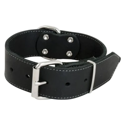 Immagine di JACK AND VANILLA, Collare grande per cani, modello pelle grassa, colore nero, misura 40 mm x 50 cm