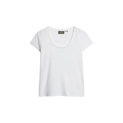 Immagine di Superdry Scoop Neck Tee C4 Basic Non Printed T.Shirt (W), Bianco, 42 Donna
