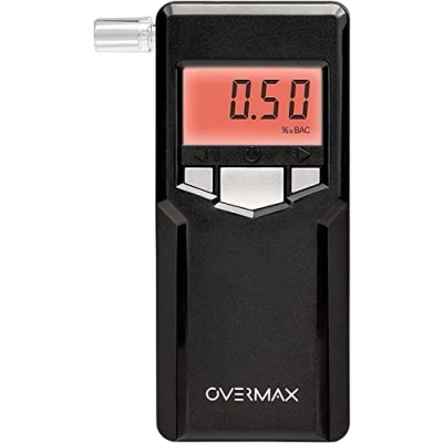 Immagine di Overmax AD Etilometro Digital Professionale Sensore Elettrochimico Calibrazione Un&#039;elevata Precisione di Misurazione Fino A 0,07‰ Tempo Risposta 5s Alert Indicator Rosso E Suono 3 Boccagli (AD 06)