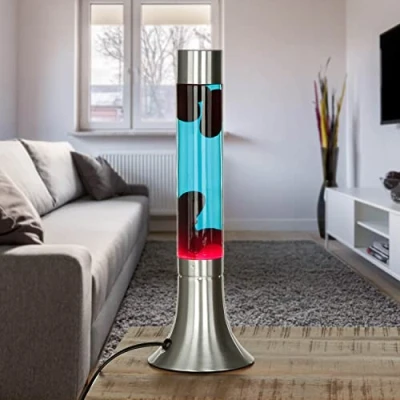 Immagine di lampada Lava in vetro alluminio argento blu rosso festa soggiorno 37,5 cm lampadina G9 incl. da tavolo atmosferica retrò YVONNE