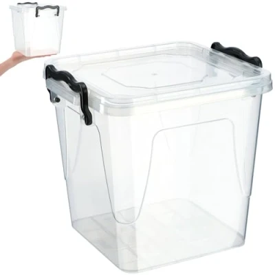 Immagine di KADAX contenitore con coperchio, robusto di plastica in plastica, per il pranzo, trasparente alimenti chiusura a scatto (3,7 l)