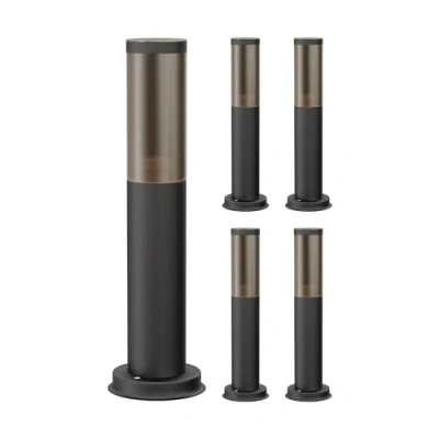 Immagine di ledscom.de 5 pz. luce da sentiero/bitta luminosa/luce giardino PORU per esterni, aspetto fumé, IP44, 38,5 cm, nero, 1x E27 max. 40W