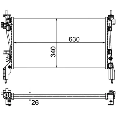 Immagine di MAHLE ORIGINAL CR 1122 000P Radiatore motore per veicoli con /senza climatizzatore 630 340 26 Alette di raffreddamento montate meccanicamente