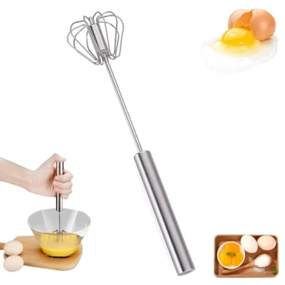 Immagine di Akayoo Semi Automatic Whisk,Stainless Steel Whisk, Whisk,Multifunctional Hand Push Whisk Tools,Stainless Baking Mixer Multifunction Kitchen Utensils