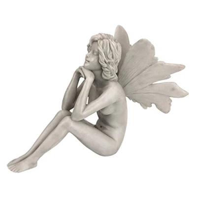 Immagine di Design Toscano PD1546 Fate del Giardino Segreto, Statua Fata Meditabonda, off Bianco