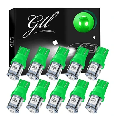 Immagine di Grandview 10pcs 24V Verde T10 501 LED W5W 194 168 2825 Cuneo Lampadina 5 5050 SMD Numero Luci Avvio Interna Dell&#039;automobile Luce Cruscotto di Posizione Piastra