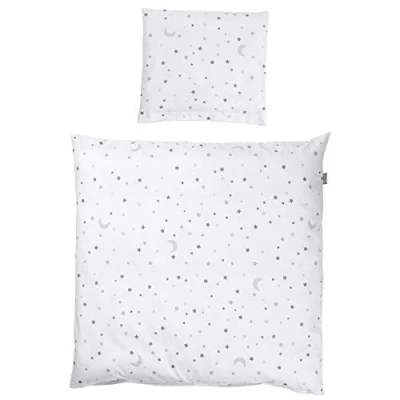 Immagine di Roba Biancheria Da Letto Per Culla 2 Pezzi, Set &#039;Sternenzauber Grau&#039;, Bambini 80X80Cm, 100% Cotone 220 g