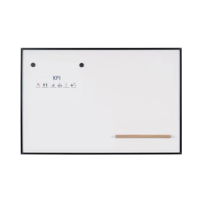Immagine di Bi Office Lavagna Bianca New Generation A9, Superficie Magnetica In Acciaio Laccato, Con Cornice Alluminio nero e Vassoio Portapenne, 90 x 60 cm