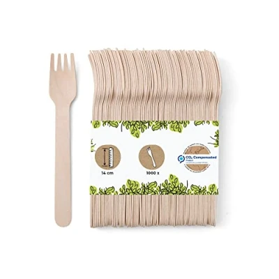 Immagine di BIOZOYG 1000 forchette monouso in legno I posate biodegradabili e compostabili forche stoviglie stabili 14 cm