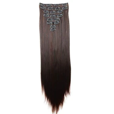 Immagine di CAISHA XL 60cm Estensioni A Clip SET Da 7 Pezzi Liscio Dei Capelli Resistenti Al Calore Pezzo Di Marrone Scuro Mix CE26