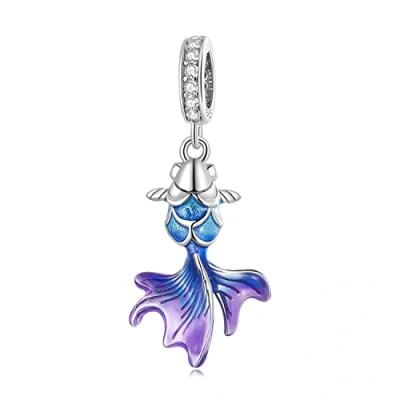 Immagine di YaShuo charm a forma di tartaruga originale, in argento Sterling, marina, per braccialetti Pandora (pesce blu), (S3696)