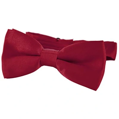 Immagine di DonDon Papillon bambino e Ragazzo Ragazzi annodato regolabile 9 x 4,5 cm effetto seta lucido rosso scuro