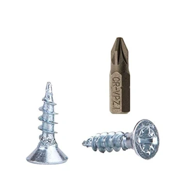 Immagine di Confezione da 100 viti per legno in acciaio zincato, 3,5 x 13 mm, Pozi Drive, elementi di fissaggio, a testa svasata, truciolare (100)