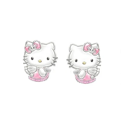 Immagine di Kaguyo orecchini in argento da donna, a forma di gatto sterling 925, graziosi bottone con gatti zirconi per donne, ragazze e bambini, regalo compleanno (Kitty A)