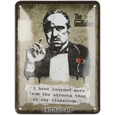 Immagine di Nostalgic Art Targa retrò, 15 x 20 cm, the Godfather Learn from streets Idee regalo per amanti dei film, Official License Product (OLP), in metallo, design vintage
